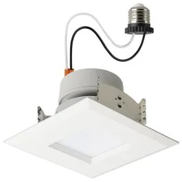 SATCO S18802 8LED/RDL/4/WS/5CCT/SQ LED Retrofit Downlight – 5.5/6.5/8 Wattage Selectable – CCT and Lumens Selectable – 120 Volt – ColorQuick and PowerQuick Technology – Square – White Finish