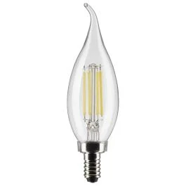 SATCO S21298 4CA10/LED/940/CL/120V/E12 4 Watt CA10 LED; Clear; Candelabra base; 90 CRI; 4000K; 120 Volt