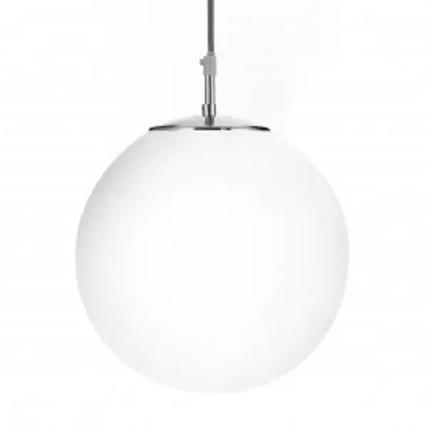 Satin Chrome & White Opal Globe Glass Vintage Pendant Light 26cm