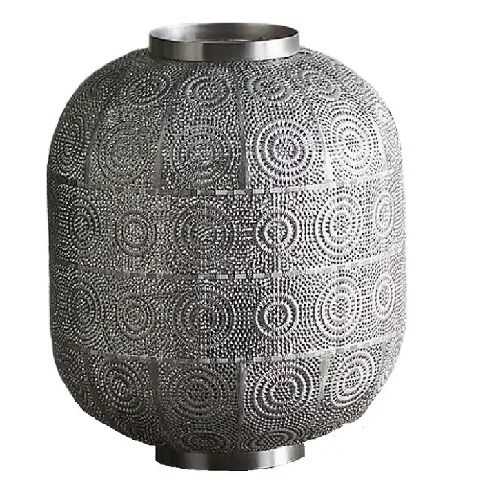 Satin Nickel Geometric Moroccan Design Modern Basket Table Lamp 35cm