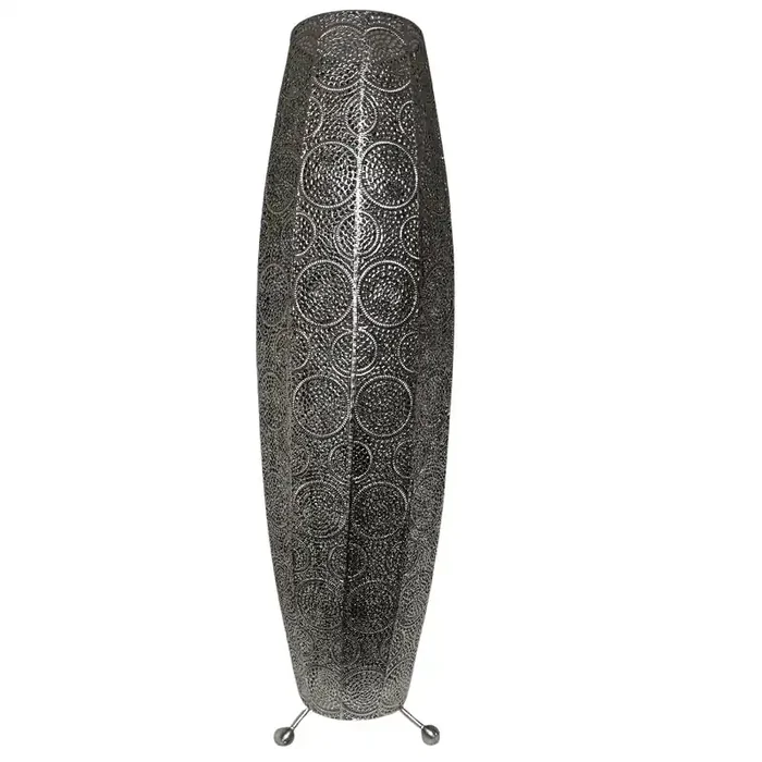 Satin Nickel Moroccan Design Modern Floor Lamp 86cm