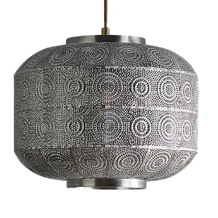 Satin Nickel Moroccan Style Modern Easy Fit Non Electric Pendant Shade 33cm