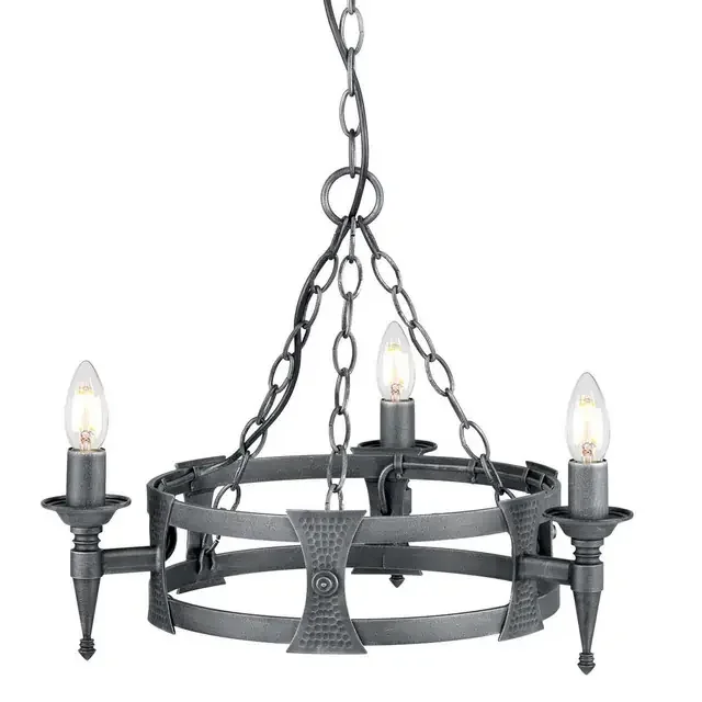Saxon 3 Light Black and Silver Chandelier