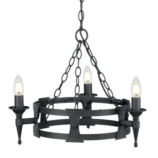 Saxon 3 Light Black Chandelier