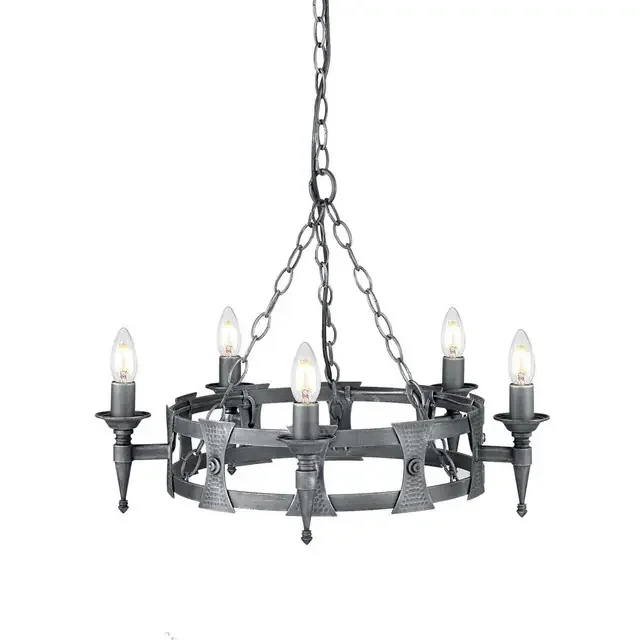 Saxon 5 Light Black and Silver Chandelier