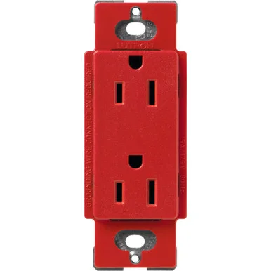 SCR-15-SR Lutron Claro 15 Amp Duplex Outlet, Signal Red