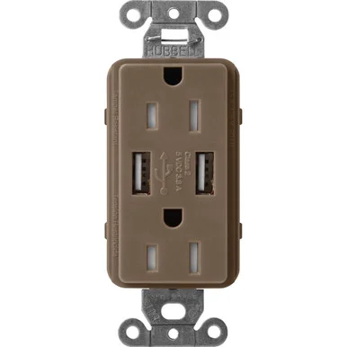 SCR-15-UBTR-EP Lutron Claro Usb Type A 2.0 Duplex Receptacle, 15 Amp, Espresso