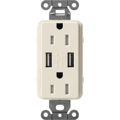 SCR-15-UBTR-PM Lutron Claro Usb Type A 2.0 Duplex Receptacle, 15 Amp, Pumice