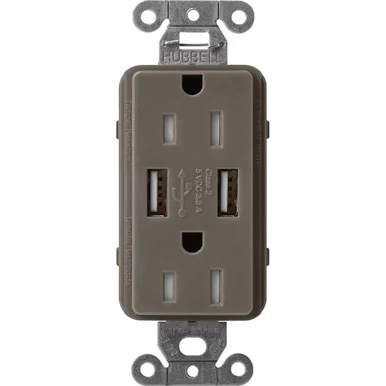 SCR-15-UBTR-TF Lutron Claro Usb Type A 2.0 Duplex Receptacle, 15 Amp, Truffle