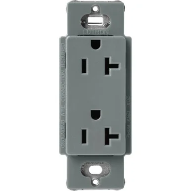 SCR-20-SL Lutron Claro 20 Amp Duplex Outlet, Slate