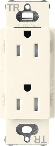 SCRS-15-TR-BI Lutron Claro Tamper-resistant Duplex Receptacle, 15 Amp, Biscuit