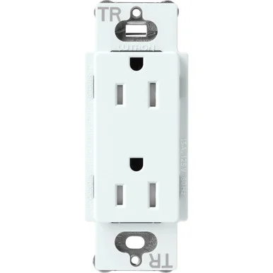 SCRS-15-TR-GL Lutron Claro Tamper-resistant Duplex Receptacle, 15 Amp, Glacier