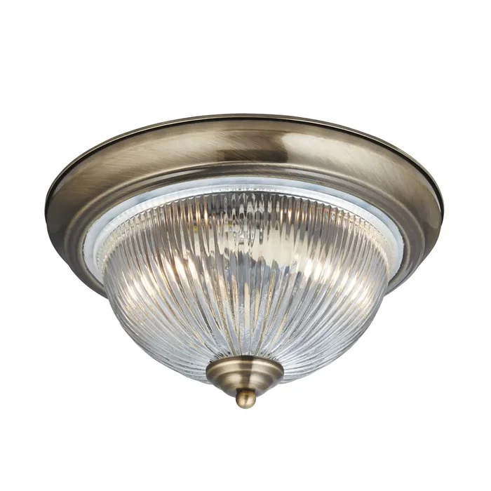 Searchlight American Diner – 2Lt Ip44 Ceiling Flush, Antique Brass, Acid Glass • 4370