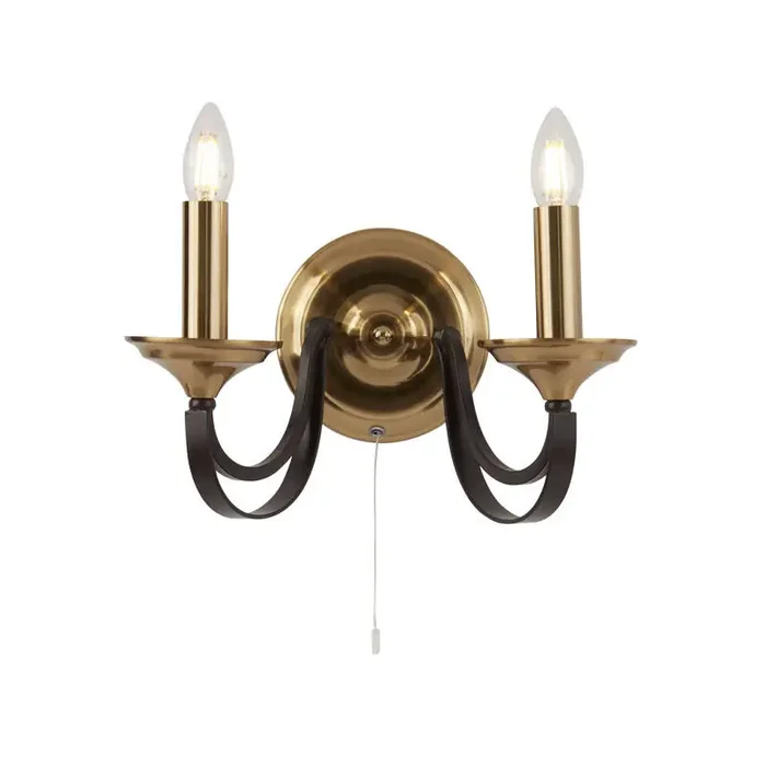Searchlight Belfry Twin Wall Light – Dark Bronze – Online Lighting
