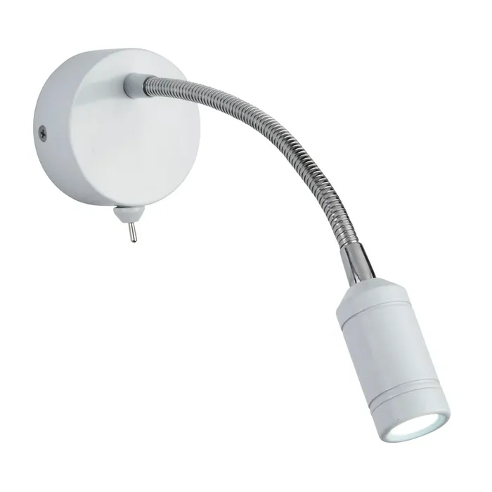 Searchlight Flexy Wall Led Adj Wall Light – White Head & Body – Chrome Flexi Arm • 2256WH