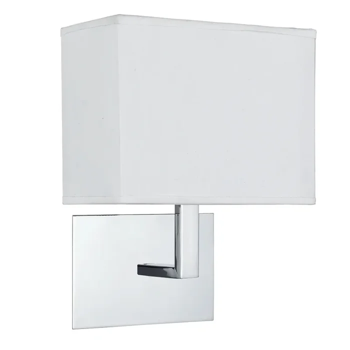 Searchlight Hotel Wall Light Chrome – White Rectangular Shade • 5519CC