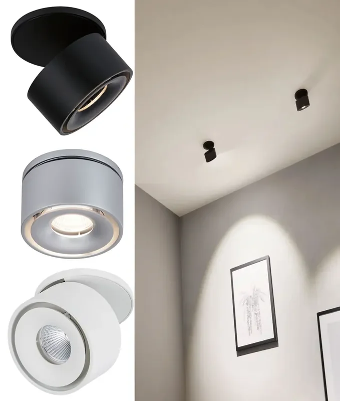Semi-Recessed Swivel LED Spotlight – 3 Finishes