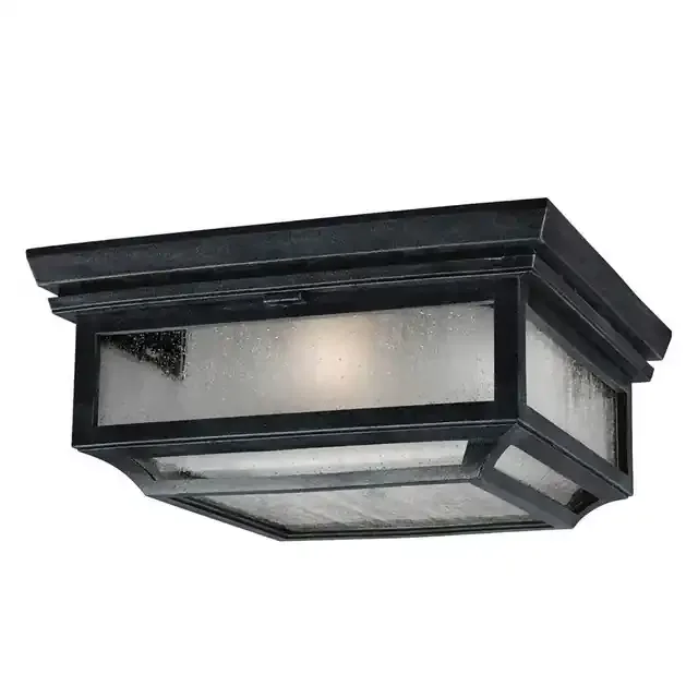 Shepherd 2 Light Dark Weathered Zinc IP44 Ceiling Light