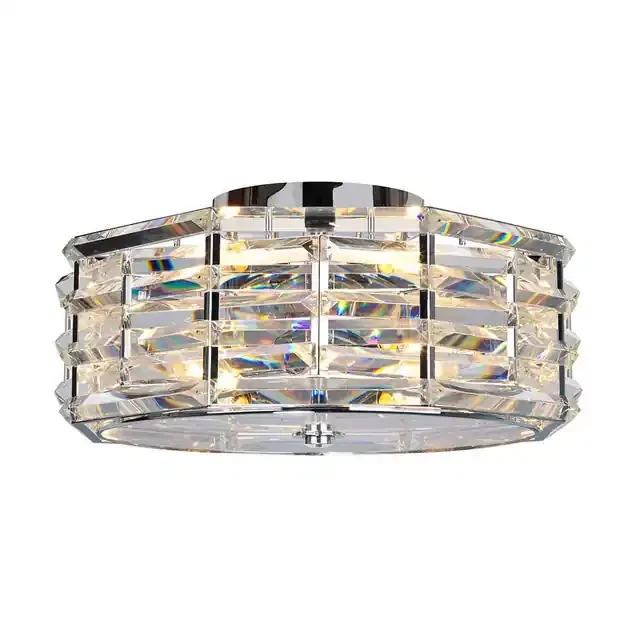 Shoal 4 Light Polished Nickel and Crystal Diffuser Flush Ceiling Light