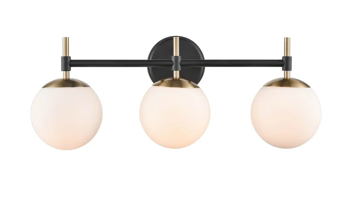 Shoppers Lighting BB3303-MB/MG 3-Light Wall/Bath Fixture, Matte Black/Modern Gold Finish