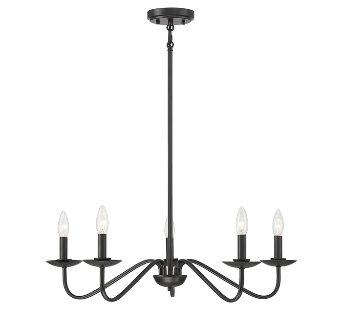 Shoppers Lighting SH100120MBK Veronica Five Light Chandelier, Matte Black