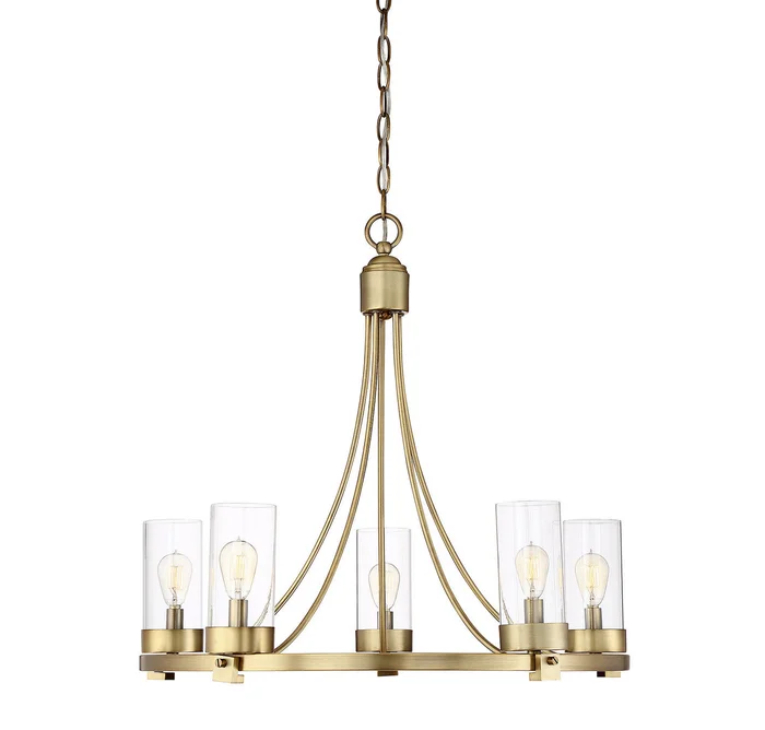 Shoppers Lighting SH10018NB Camila Five Light Chandelier, Natural Brass