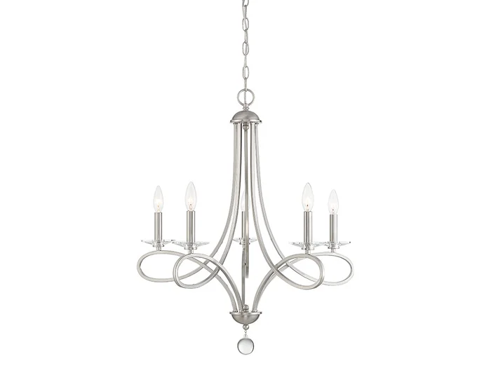 Shoppers Lighting SH10028BN Nora Five Light Chandelier, Brushed Nickel