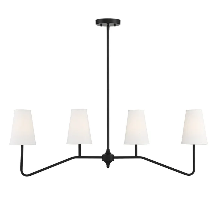 Shoppers Lighting SH10078MBK Eva Four Light Linear Chandelier, Matte Black