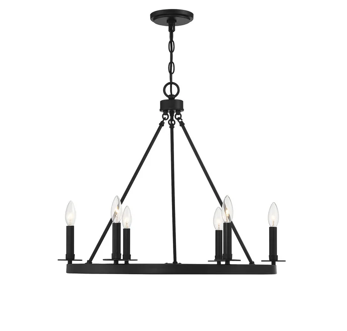 Shoppers Lighting SH10093MBK Penelope Six Light Chandelier, Matte Black