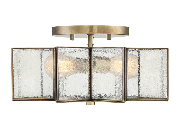 Shoppers Lighting SH60004NB Emily Two Light Semi-Flush Mount, Natural Brass