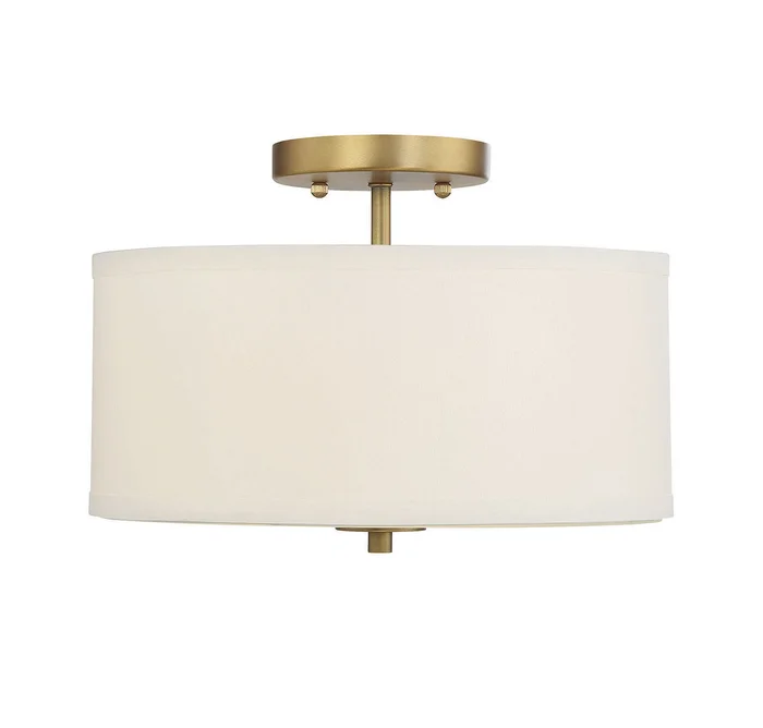 Shoppers Lighting SH60008NB Charlotte Two Light Semi-Flush Mount, Natural Brass