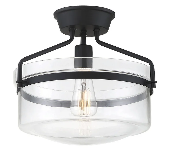 Shoppers Lighting SH60011MBK Eleanor One Light Semi-Flush Mount, Matte Black