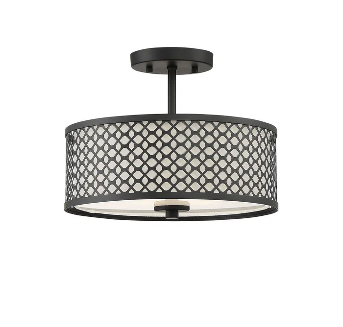 Shoppers Lighting SH60016MBK Jasmine Two Light Semi-Flush Mount, Matte Black