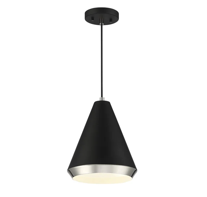 Shoppers Lighting SH70122MBKPN Hazel One Light Pendant, Matte Black with Polished Nickel