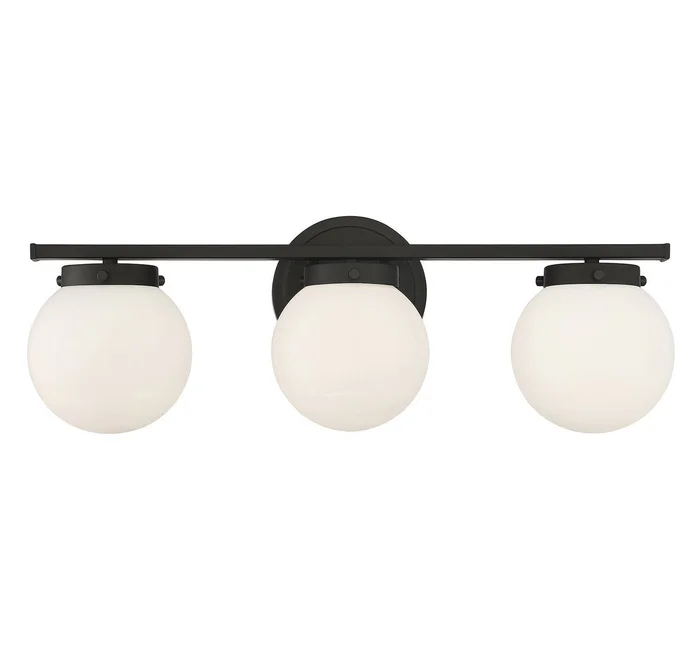 Shoppers Lighting SH80023MBK Ella Three Light Bathroom Vanity Light, Matte Black