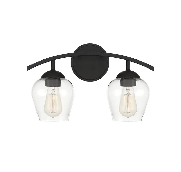 Shoppers Lighting SH80031MBK Lucy Two Light Bathroom Vanity Light, Matte Black