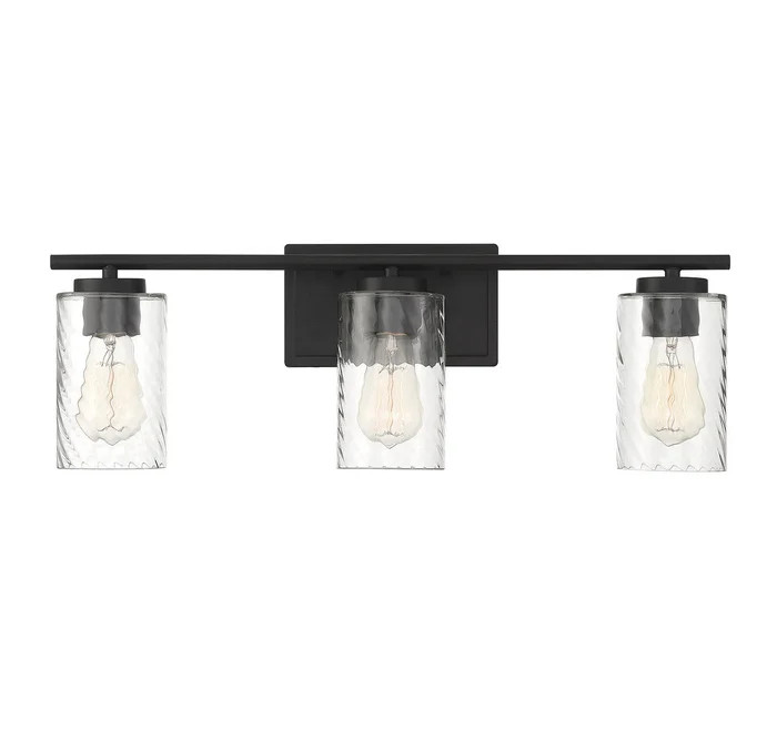 Shoppers Lighting SH80038MBK Alexandra Three Light Bathroom Vanity Light, Matte Black