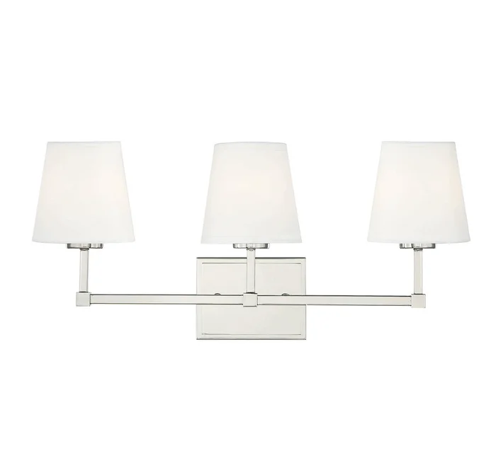 Shoppers Lighting SH80053PN Quinn Three Light Bathroom Vanity Light, Polished Nickel