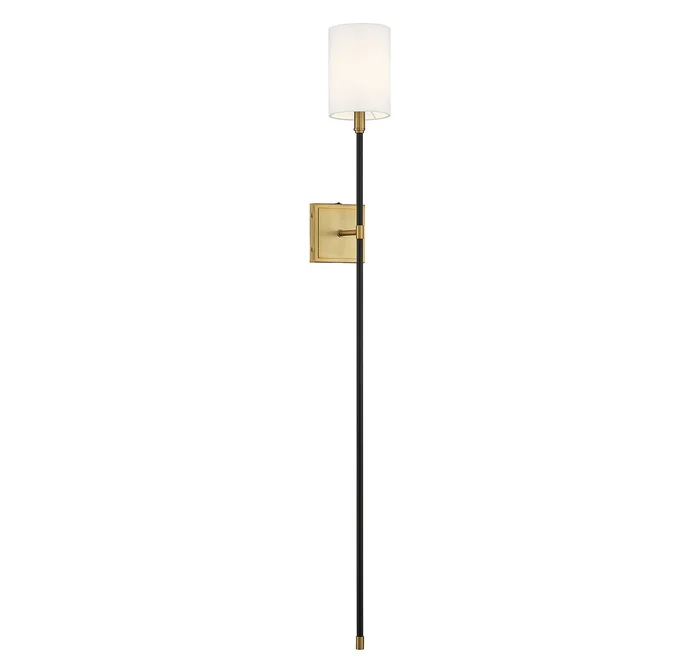Shoppers Lighting SH90069BNB Chelsea One Light Wall Sconce, Black with Natural Brass Accents