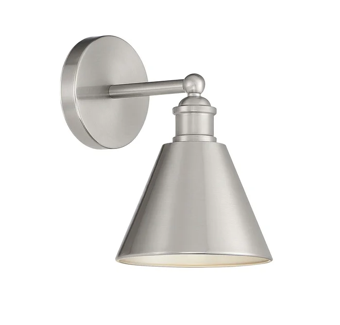 Shoppers Lighting SH90087BN Clara One Light Wall Sconce, Brushed Nickel