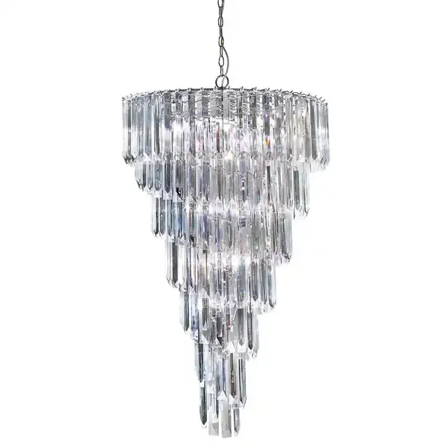 Sigma 9 Light Chrome with Clear Acrylic Rods Chandelier