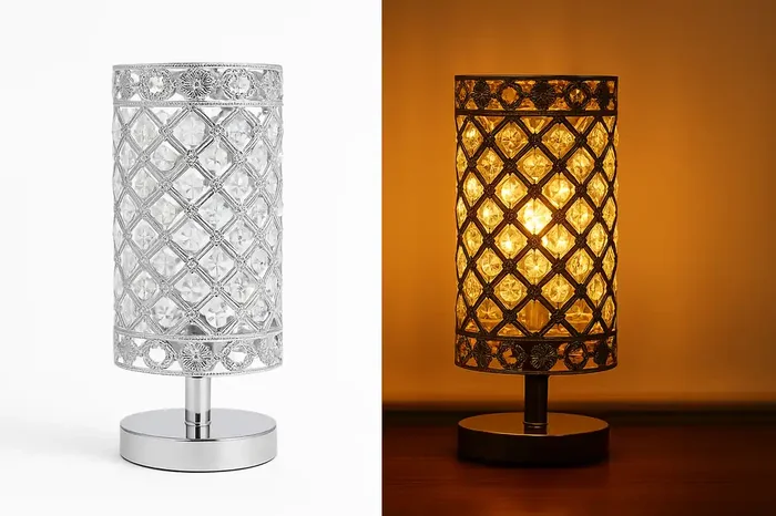 Silver Crystal Bedside Table Lamp – Alpha Lights