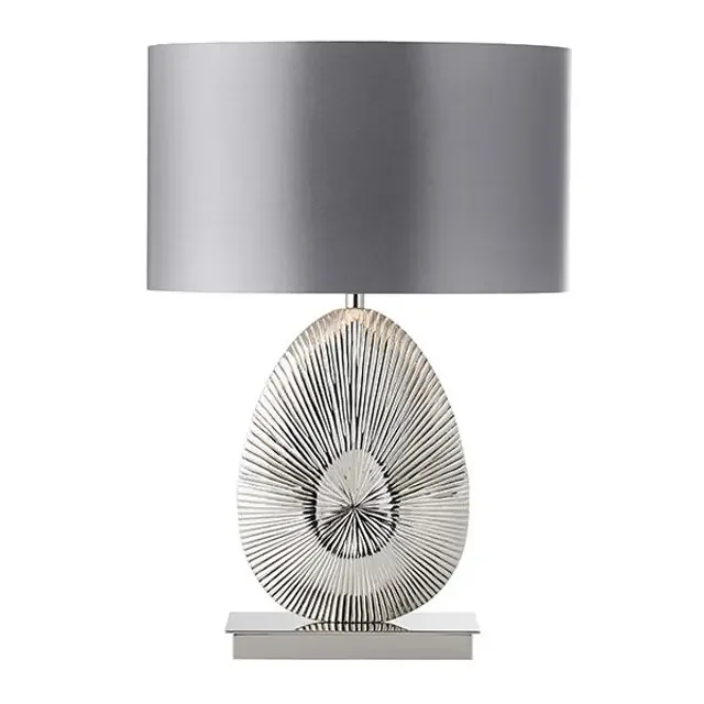 Simeto Nickel Plated with Grey Fabric Shade Table Lamp