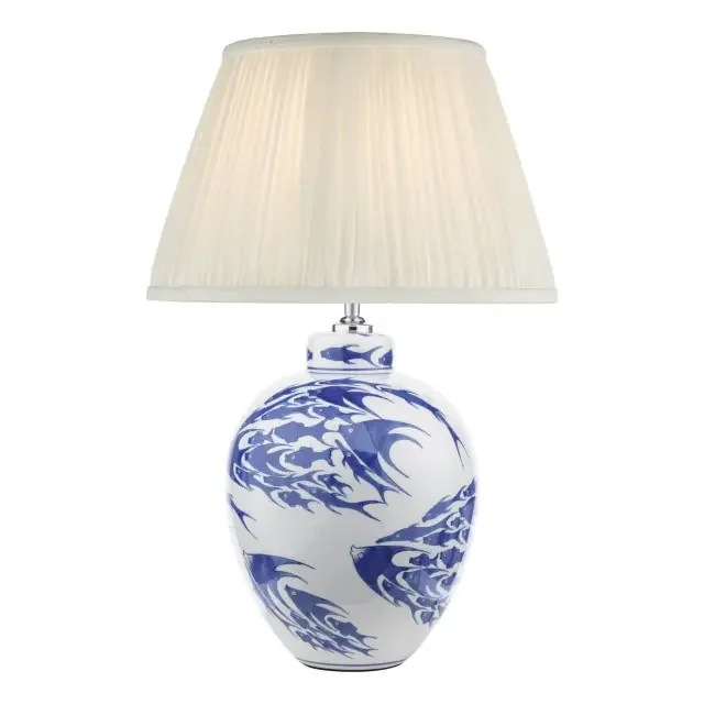 Simone Blue Ceramic with White Shade Table Lamp