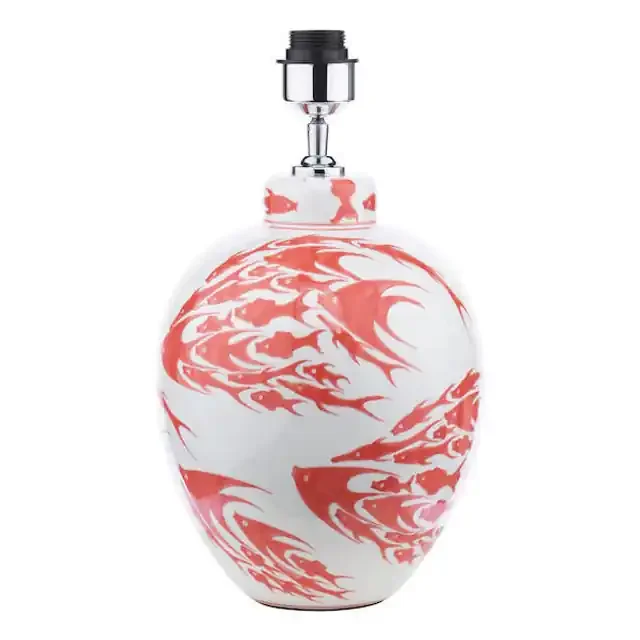 Simone Coral and White Fish Pattern Base Only Table Lamp