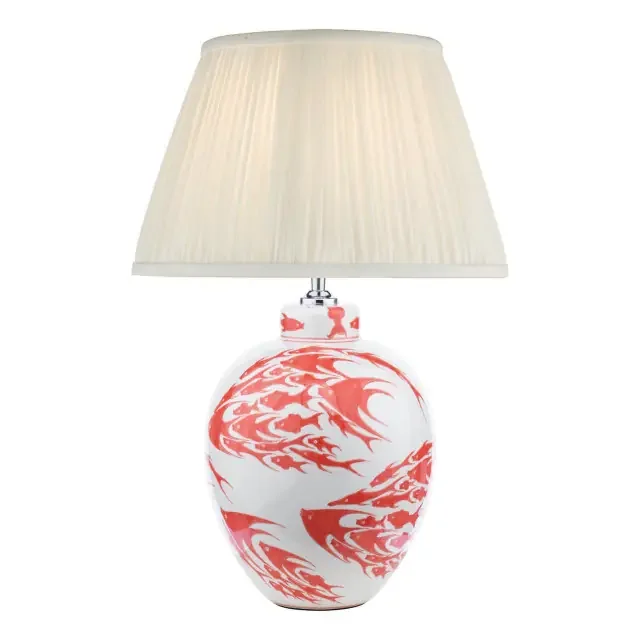 Simone Orange Ceramic with White Shade Table Lamp