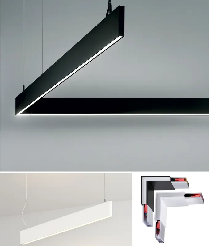 Slim Suspended LED Linear Module – Linkable in Black or White Finish