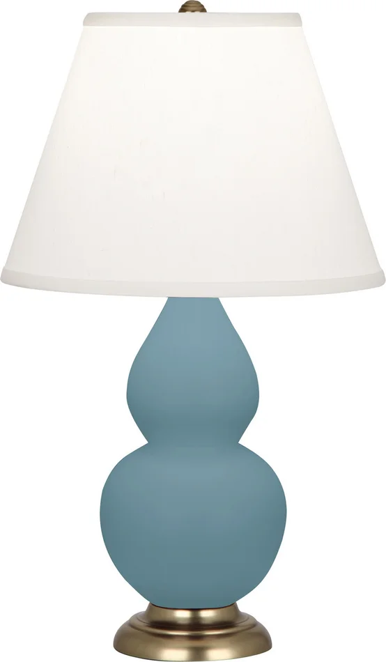 Small Double Gourd One Light Accent Lamp in Matte Steel Blue Glazed Ceramic w/Antique Brassed (165|MOB50)