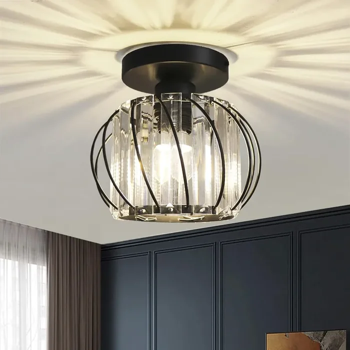 Small LED Crystal Chandelier Ceiling Light – Elegant Flush Mount
