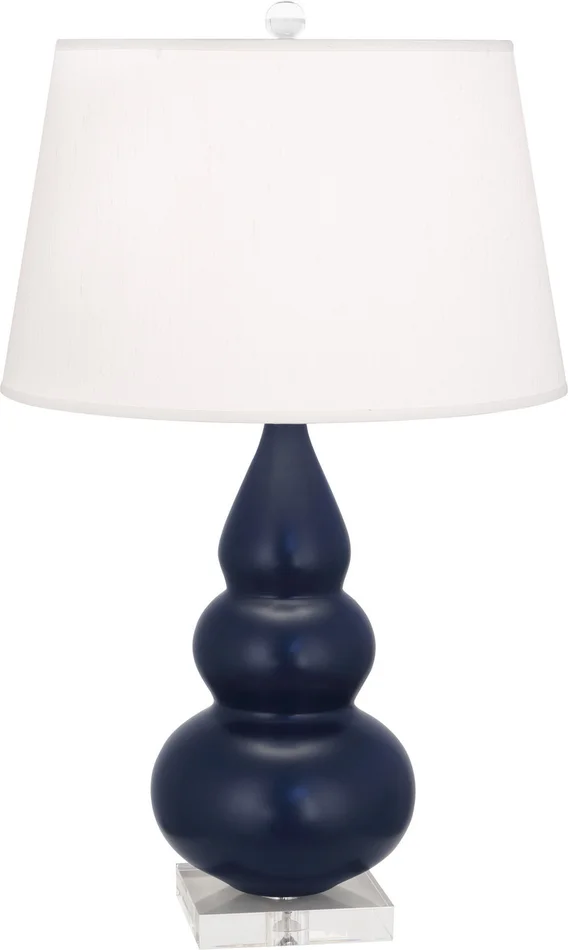 Small Triple Gourd One Light Accent Lamp in Matte Midnight Blue Glazed Ceramic w/Lucite (165|MMB33)